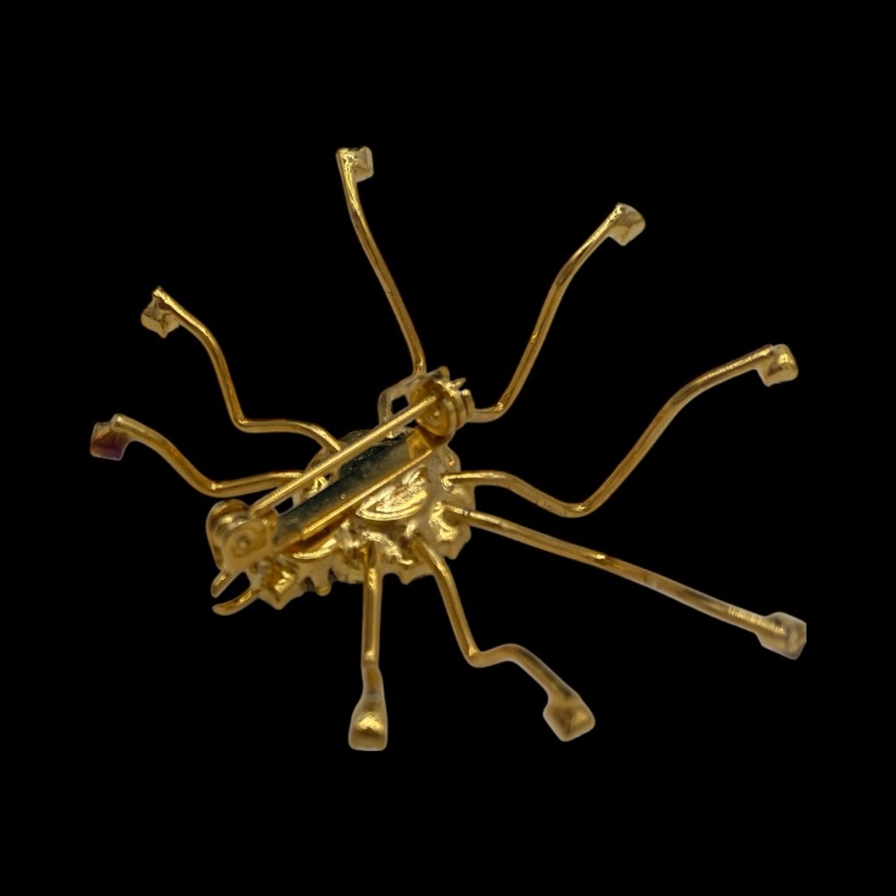 NWT- Vintage Rhinestone Spider Brooch - Gold Tone - Picture 8 of 9